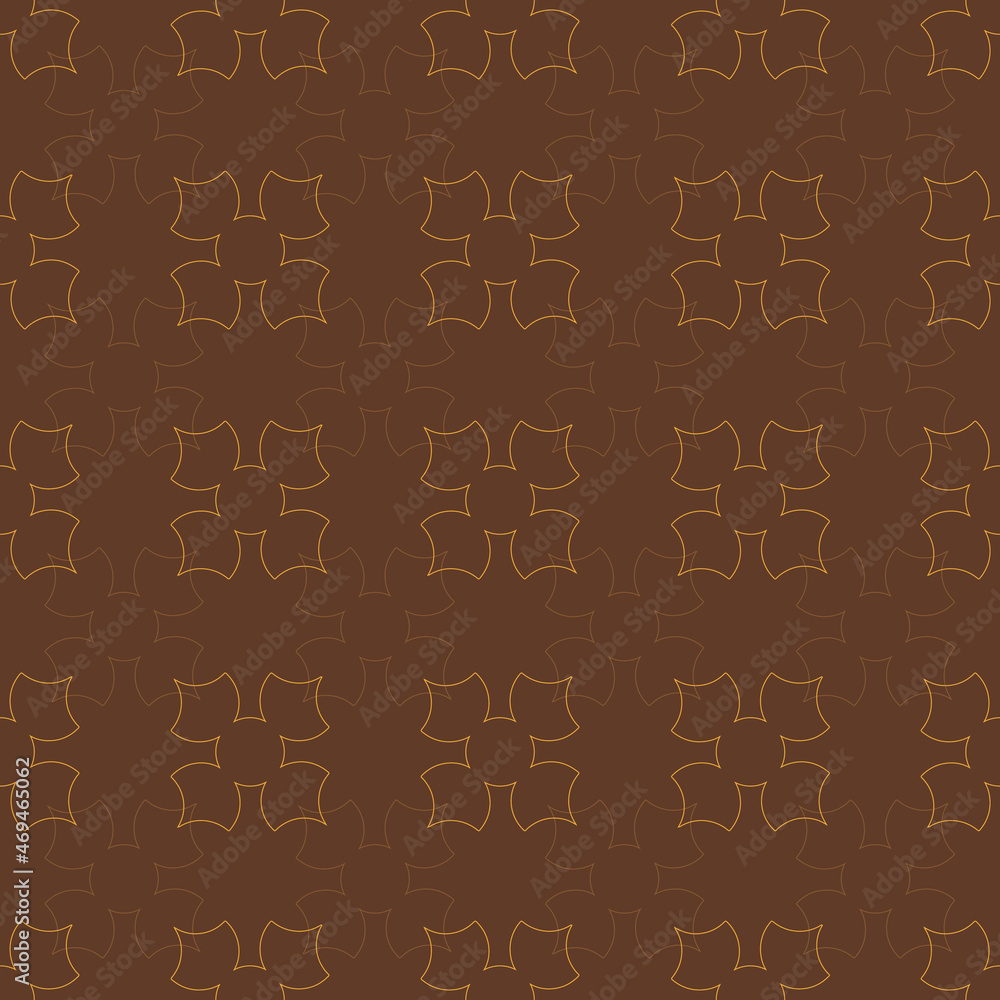 Poster brown and yellow simple retro outline clover pattern with texture vector seamless repeat pattern pri