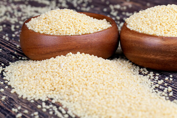 yellow dry crushed couscous is a traditional food for Africa