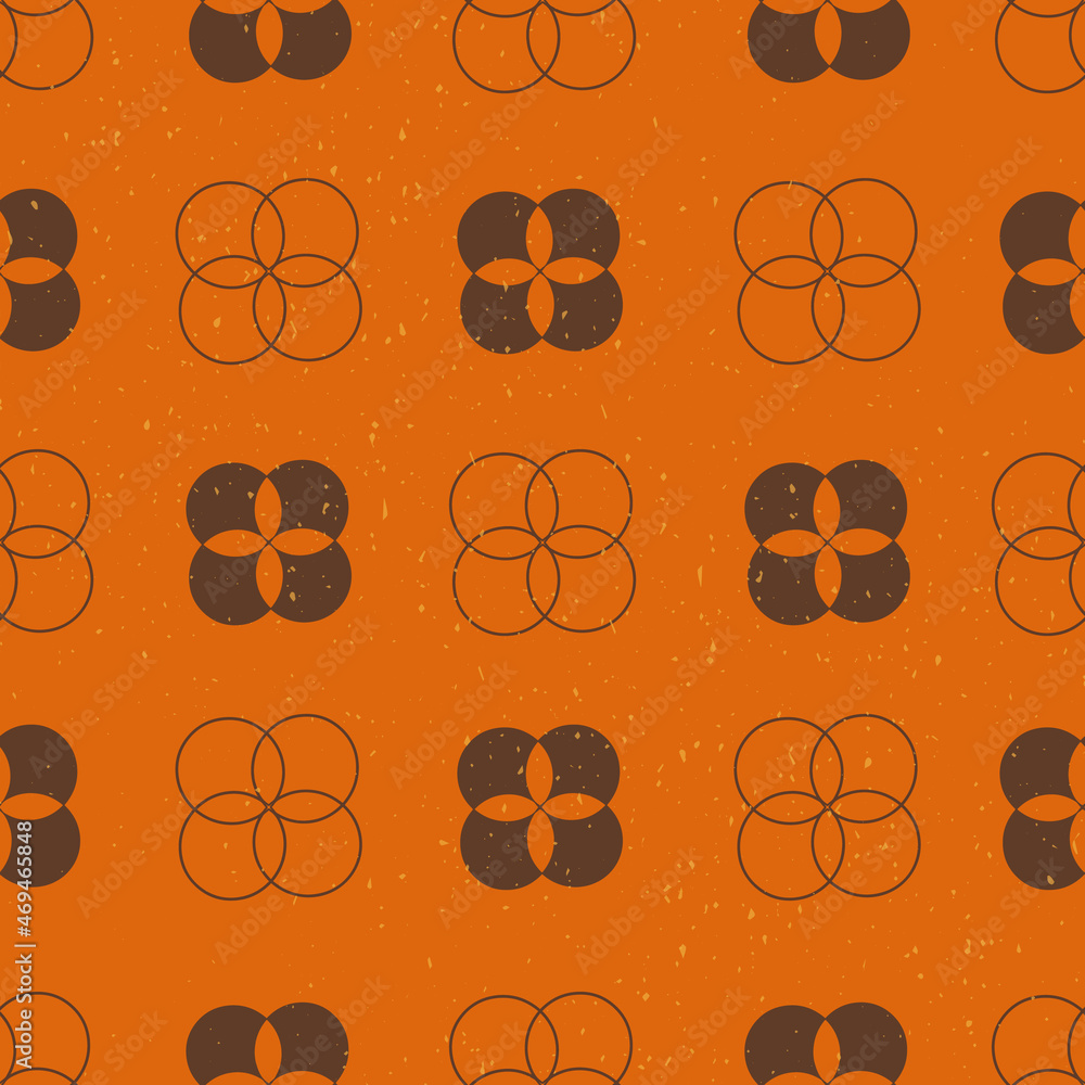 Poster brown an d orange simple retro clover pattern with texture vector seamless repeat pattern print back