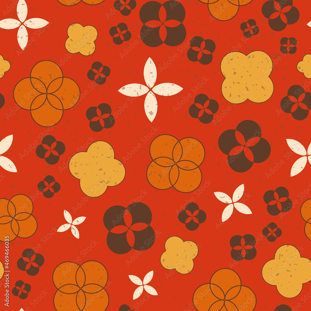 Poster brown, red, off white and orange simple retro pattern with texture vector seamless repeat pattern pr