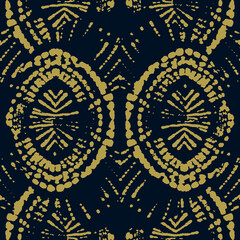 Vector Tie and Dye. Indigo Trendy Texture. Space Dye Texture. Seamless Hand Drawn Artistic Design. Batik Brush. Navy Dirty Art Print. Watercolor Texture. Hippie Grunge Ethnic Print.