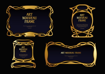 Label, decorative frame, border. Element for design. Template for product label, cosmetic packaging. Vector illustration. In art nouveau style, vintage, in gold colors