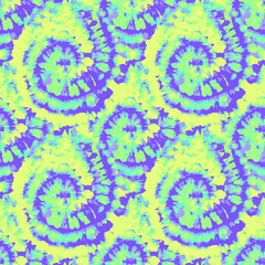 Vector Tie and Dye Seamless. Ethnic Pattern. Floral Bohemian Pattern. Blue Mottled Design. Creative Pattern Print. Blue Tie Dye Tile. Watercolor Textile Print. Tie Dye Wash.
