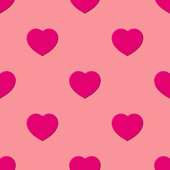 Seamless pattern. Pink heart on pastel purple red backgrounds. symbol of love. Template for application to surface. 3d image. 3d rendering