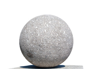 Large granite ball, cut out, on a white background