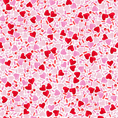 Sugar candy dessert sprinkles vector seamless pattern. Confectionery romantic treats surface design. Valentines day sweets background.