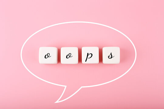 Speech bubble with single word oops on bright pink background - Powered by Adobe