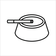Ashtray Icon, Cigarette Ashtray Vector Art Illustration on white background