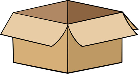 Open cardboard box isolated on white
