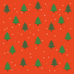 Obraz premium Сhristmas trees with snow on a red background