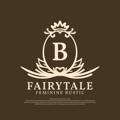 letter B rustic vector logo design for natural beauty care, restaurant, hotel and cottage