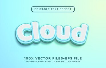cloud 3d text efeect. editable text premium vectors
