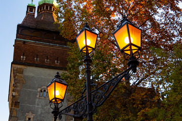Lights of Vajdahunyad castle in autumn
