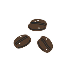 Brown coffee beans on white background. Vector flat illustration