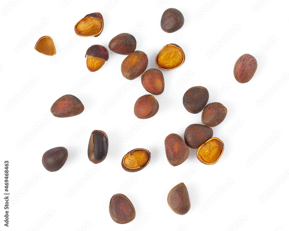 Wall mural pine nuts isolated on white background