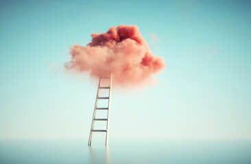 Ladder to a colorful cloud. © Mihaela