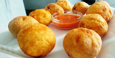 Potato croquettes - mashed potatoes balls breaded and deep fried