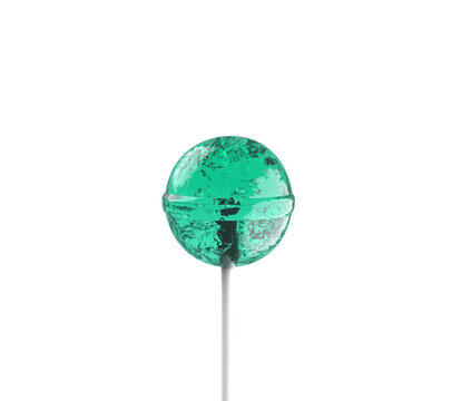 Isolated Green Lollipop Candy On White, Png