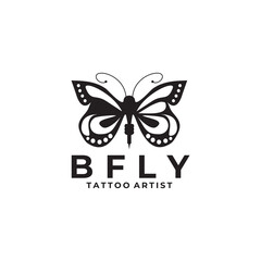 Tattoo artist logo with butterfly design