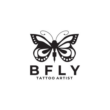 Tattoo Artist Logo With Butterfly Design