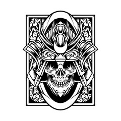 Skull Samurai Japan Sillhouette