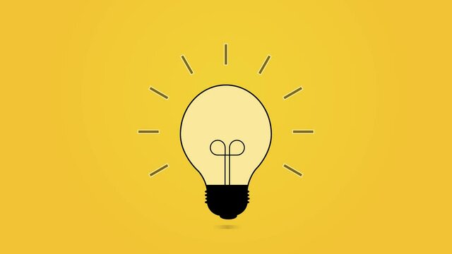 Bulb light flash on yellow background.Electricity ,idea ot creative concept.