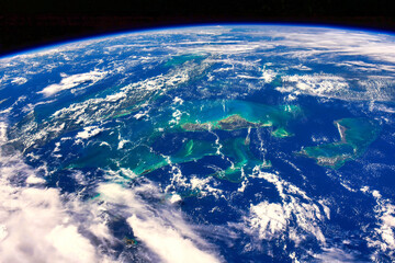 Awesome blue of planet Earth from space. Digital enhancement. Elements of this image furnished by NASA