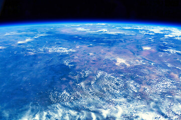 Awesome blue of planet Earth from space. Digital enhancement. Elements of this image furnished by NASA