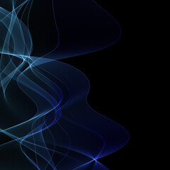 Blue wave on a black background. Design element. layout for presentation.