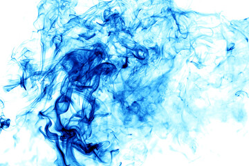 Fototapeta na wymiar Blue smoke on a white background.