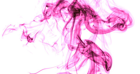 Fototapeta premium Pink smoke on a white background.