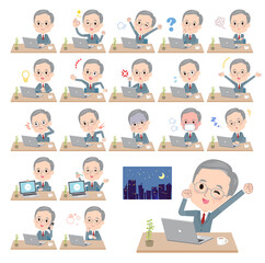 デスクワークに関するビジネスシニア男性のセット