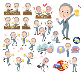 お酒に関するビジネスシニア男性のセット