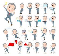 スマートフォンなどのデジタル機器を持つビジネスシニア男性のセット