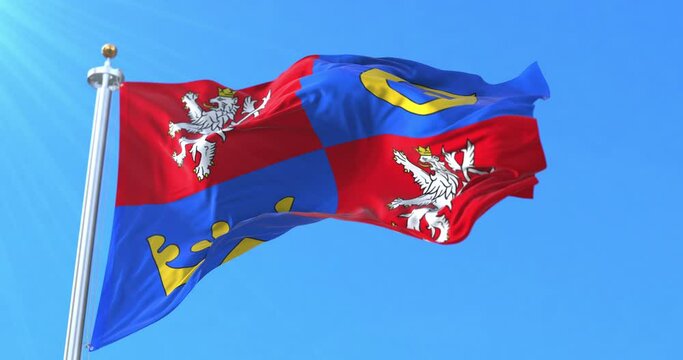 Hradec Kralove Region Flag, Czech Republic. Loop