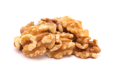 Produce of Gran Canaria -  nuts of Juglans regia, Persian walnut, isolated on white background 