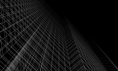 Naklejka premium Modern architecture digital drawing