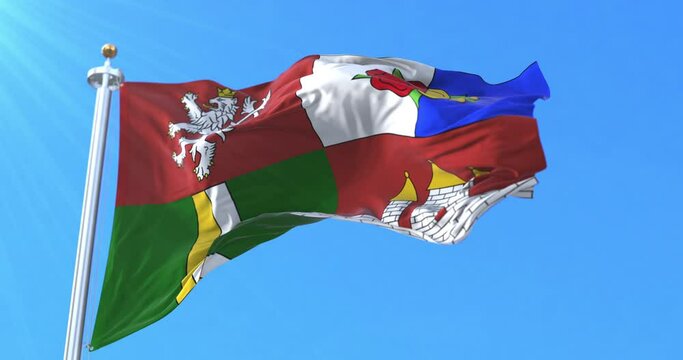Flag of South Bohemia Region, Czech Republic. Loop