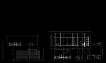 Abstract buildings architectural drawing 3d illustration