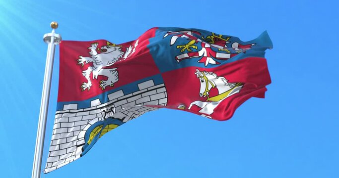 Pardubice Region Flag, Czech Republic. Loop