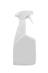 Unbranded cleaning product plastic containers Blank detergent spray bottle isolated on white...