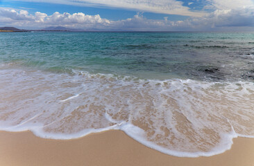 Fuerteventura, Canary Islands, beaches collectively called Grandes Playas on the edge of 
Nature Park Dunes of Corralejo
