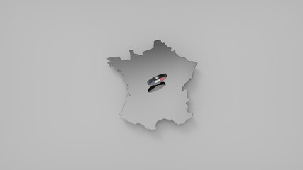 top view of france  map 3d render