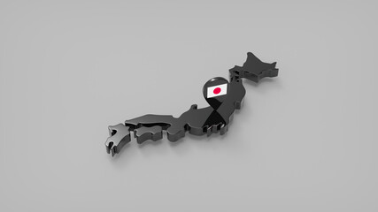 side view of japan  map 3d render