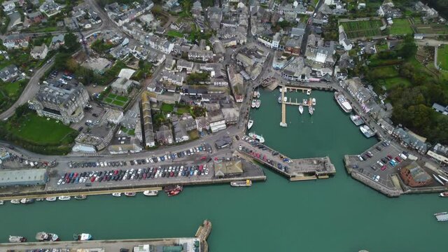 Padstow harbour aerial drone Cornwall England uk fishing port and holiday destination 
