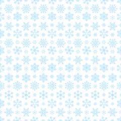 Snowflakes. Seamless vector pattern. An endlessly repeating ornament. Snow-white snowflakes on an isolated colorless background. Christmas decorative element. Idea for packaging, covers, textiles