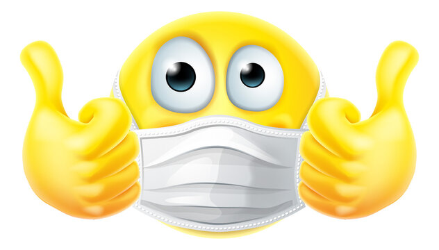 Thumbs Up Emoticon Emoji PPE Mask Face Icon