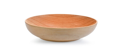 wooden bowl on white background