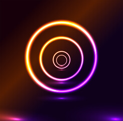 Glowing geometric elements On Dark Backdrop. Neon cyberpunk background