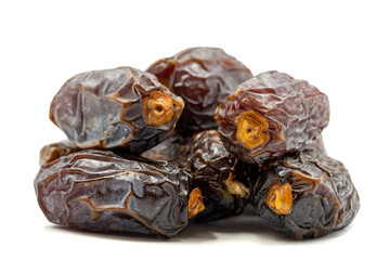 Date fruits on the white background. Fresh Medjool Dates for ramadan. Close up